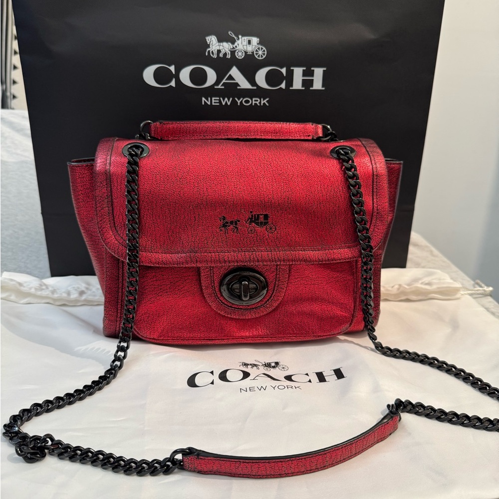 Coach Red metallic Leather Women's Bag - Picture 2 of 16